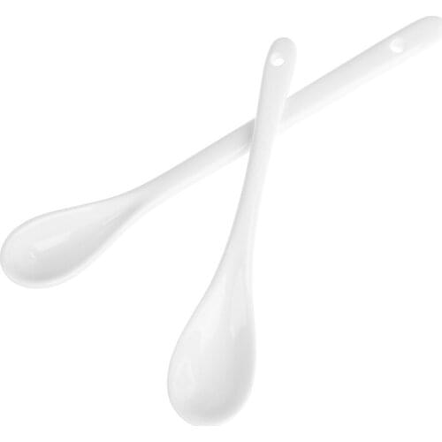 Elegant Long-short Pure White Porcelain Spoons Mini Kitchen Porcelain Ceramic Tea Coffee Sugar Dessert Spoons