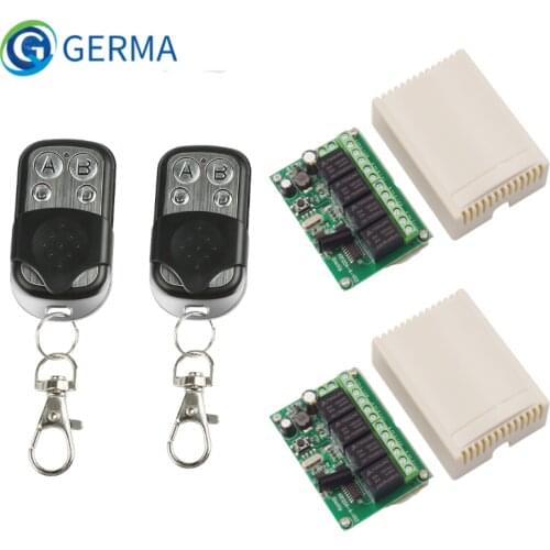 GERMA 433Mhz Remote Controls DC 12V 24V 10A Wireless Remote Switch 4CH Relay Module Receiver and 4 chanel EV1527 RF Transmitter