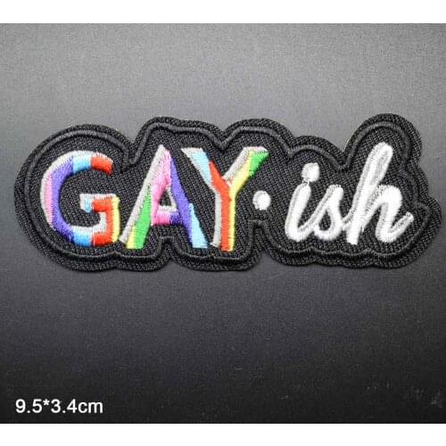 Gayish Gay Letters Iron On Patch Embroidered Clothes Patch For Clothing Clothes