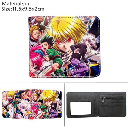 Anime Hunter Hunter PU Wallet Coin Pocket Student Teenager Bifold Leather Photo Card Holder Casual Boys Girls Cartoon Purses