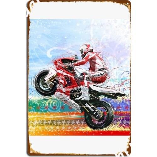 Red Hot Biker Metal Sign Cinema Living Room Mural Wall Plaque Design Tin Sign Poster