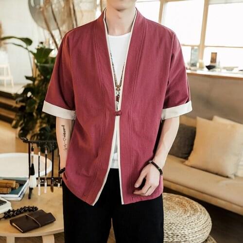Male Jackets Casual Overcoat 5Xl 2021 Summer Mens Linen Kimono Long Cardigan Outerwear Coats Fashion Streetwear Short Loose