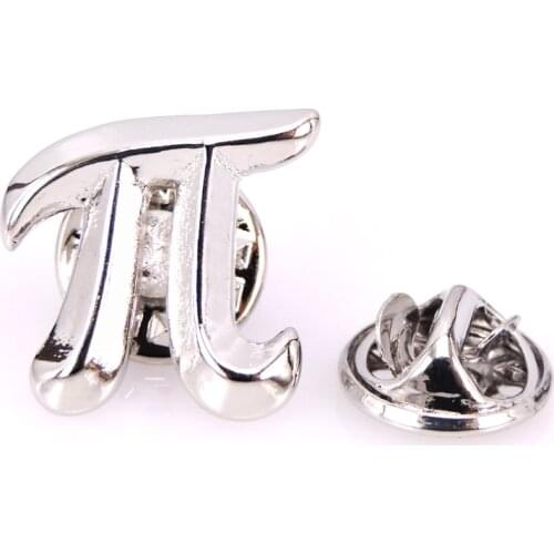Men Brooches Maths Pi Symbol Lapel Pin Trendy Fashion Party Decorate Clothing Luxury Handsome Metal Brooches