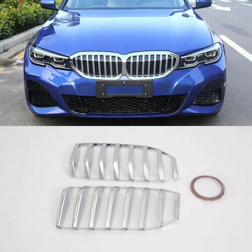 Chrome Front Center Grille Cover Trim 2pcs for BMW 3 Series G20 Sedan 2019-2020