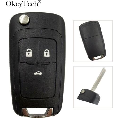 OkeyTech Folding Flip Car Key Shell Case For Chevrolet Cruze spark aveo captiva Remote Key Cover Fob 3 Button Uncut HU100 Blade