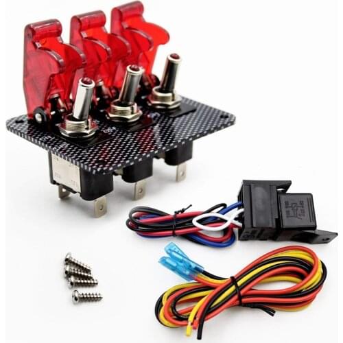 12V Toggle Switch Racing Ignition Engine Relays Switches Carbon Fiber Surface Panel Car with LED Indicator,Red