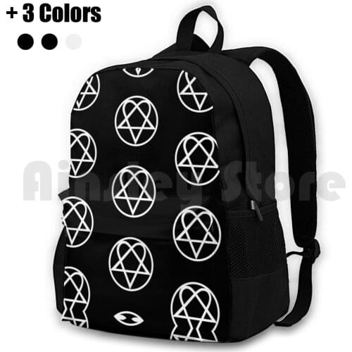 Heartagram Outdoor Hiking Backpack Waterproof Camping Travel Him Symbol Bam Margera Heartagram Ville Valo Band Rockband Goth