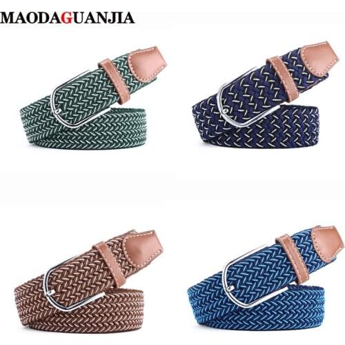 New Fashion Men Women Casual Knitted Pin Buckle Belt Woven Canvas Elastic Expandable Braided Stretch Belts Plain Webbing Strap