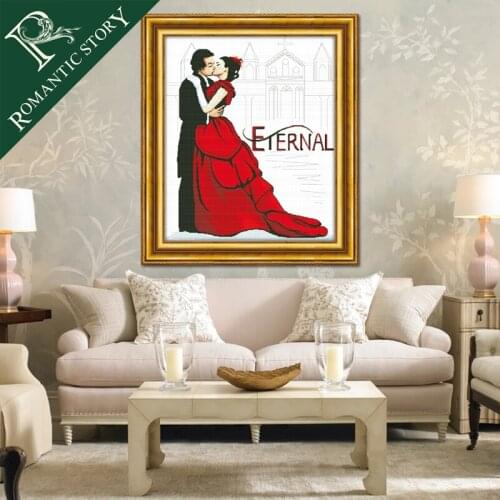 Romantic Story Classic kissing married lovers Figure Portrait Needlework DIY 11CT Printing Cross Stitch Sets For Embroidery Kits