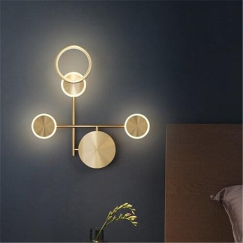 Modern Nordic Wall Lamp New Minimalist LED Copper Aisle Creative Living Room Background Bedroom Bedside Lighting Fixtures