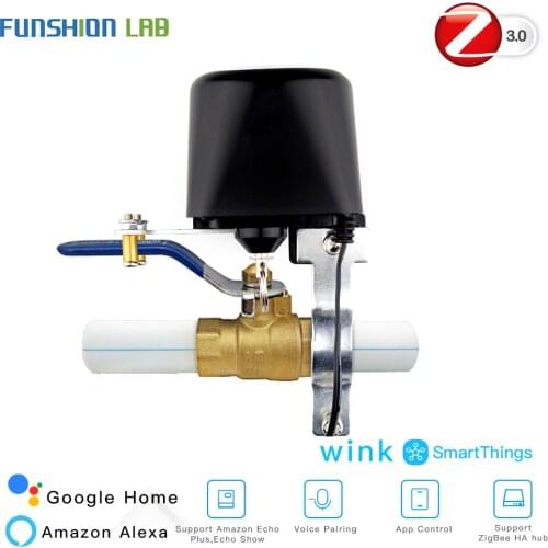 ZigBee 3.0 Smart Gas Water Valve Controller SmartThings App Remote Control Echo Plus Voice Control,Work with Alexa Google Home