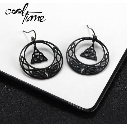 COOLTIME Classic Religious Pattern Stainless Steel Long Amulet Earrings Gold Color Jewelry Women Earrings Christmas Gift