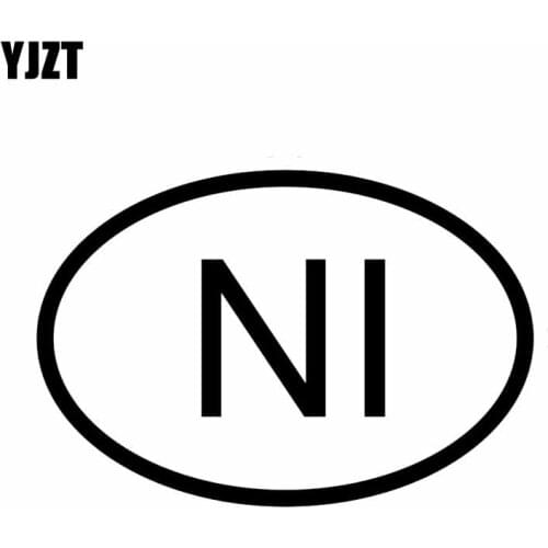 YJZT 13.7CM*9.3CM NI NORTHERN IRELAND COUNTRY CODE OVAL CAR STICKER VINYL DECAL Black Silver C10-01382