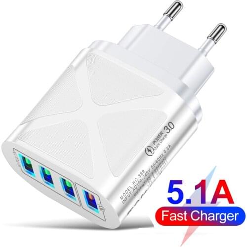 Quick Charge 3.0 Charger 45W QC3.0 USB Type C Fast Charger for iPhone 12 X Xs 8 Xiaomi Huawei and EU ordinary charger 1 2usb