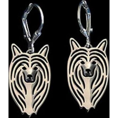 Womens Alloy Pet Chinese Crested Earrings Lovers Jewelry Dog Shaped Earrings
