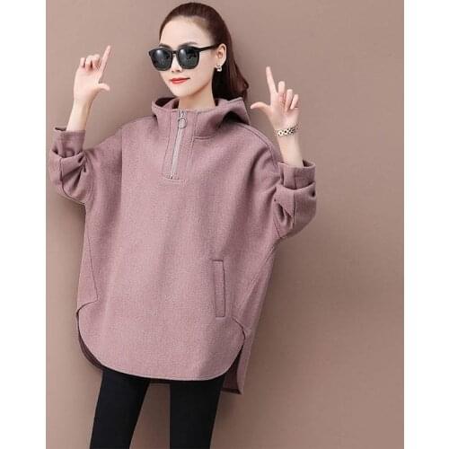 Spring Autumn Sweatshirt Hooded Plus Size Women Jacket Long Sleeve Pullover Loose Casual Clothes Female Tops Streetwear G1062