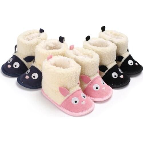 Winter 0-1 years old men and women baby plus velvet cartoon warm snow boots soft bottom baby toddler shoes