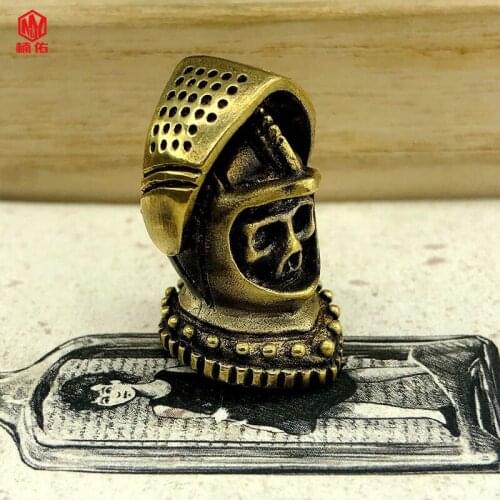 1PCS EDC Brass Knife Bead Knight Skull Paracord Flashlight Pendant Outdoor Tool
