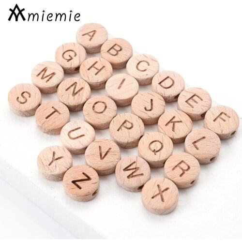 10-100Pcs Flat Round Wood Bead Letter Natural Spacer Beads For Jewelry Making DIY Baby Teething Necklace Pacifier Clip Supplies