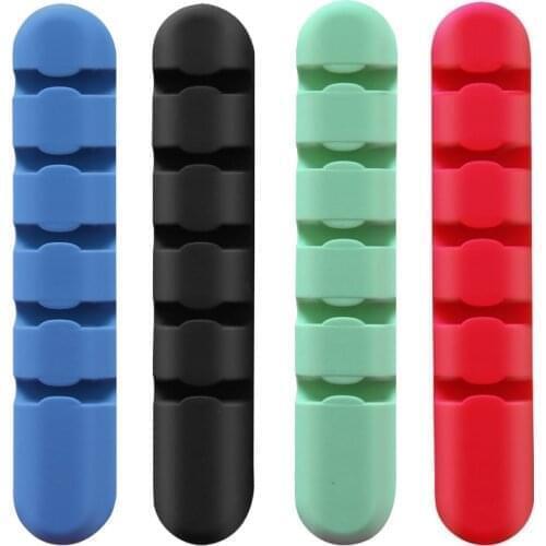 20Pcs Silicone 5 Slots Organizer USB Cable Winder Management Cable Clips For Phone Cable Earphone Mouse Data Charging Line