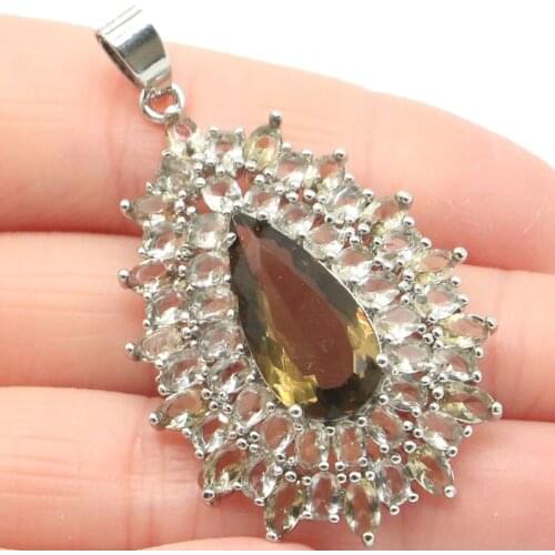 30x21mm SheCrown Gorgeous Created Green Peridot Violet Tanzanite CZ For Women Silver Pendant