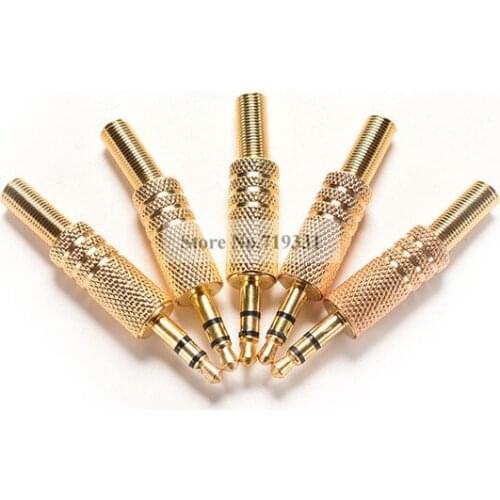 5pcs 3.5mm 1/8" Stereo Male Audio TRS Jack Plug Adapter Connector Plated Gold
