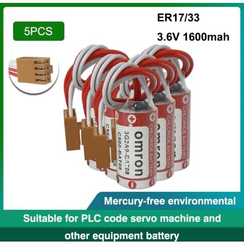5pcs Original NEW Batteries MAXELL ER17/33 3.6V 17330 C500-BAT08 3G2A9-BAT08 PLC Battery With 4 Hole plug