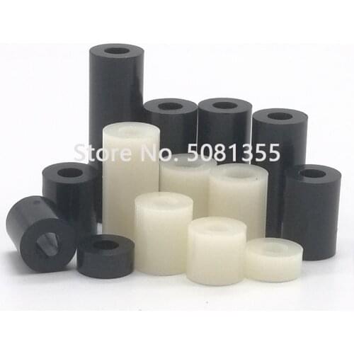 25 / 50pc Inside Diameter ID 3 4 5 6 8mm Black White ABS Nylon Non Threaded Standoff Spacer Washer for M3 M4 M5 M6 M8 Screw Bolt