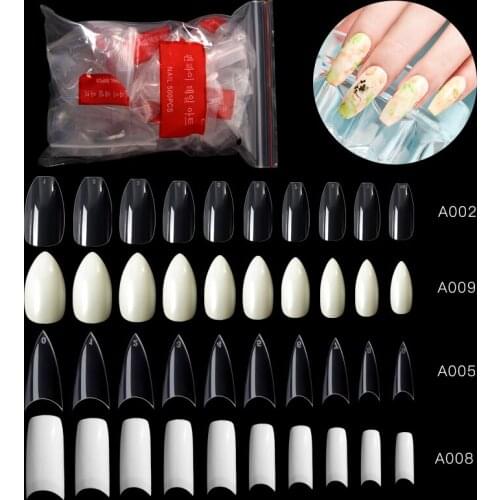 500/120/100/50/20pcs/bag Natural Color Card False Nail Art Tips Fan Transparent Fake Acrylic Manicure Practice Display Tools