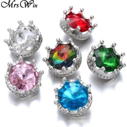 6pcs/lot New Snap Button Jewelry High Quality Rhinestone Crown 18mm Snap Buttons Fit Snap Button Bracelet Necklace Ginger Charms