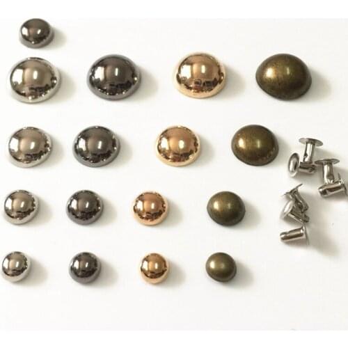 7-12mm Bright Semisphere Garment Rivet Cap Stud For Leather Craft Wallet Bag Hat Shoe Chocker Pet Collar Belt Accessories