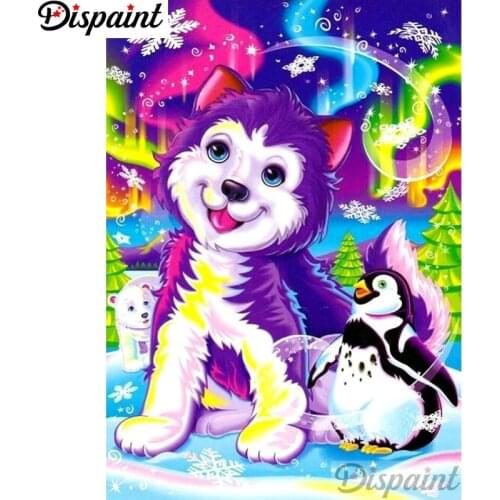 Dispaint Full Square/Round Drill 5D DIY Diamond Painting "Wolf penguin scenery" Embroidery Cross Stitch Home Decor Gift A12409