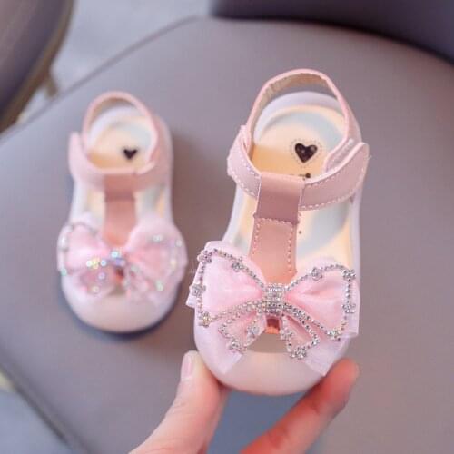 Summer Baby Girls Sandals Kids Prewalker Anti-collision Comfortable Toddler Shoes Soft soled Little Princess Shoes Pink White