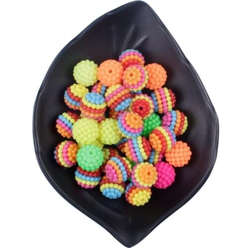 20-100Pcs/lot 12mm Colorful Bayberry Shape Acrylic Beads Round Loose Spacer Beads for Diy Bracelet Jewelry Crafts Accesories