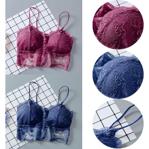 30* Sexy Lingerie Women Sexy Lace Bralette Camis Vest Have A Chest Pad Wearing Sports Floral Underwear Brassiere Sport Bras