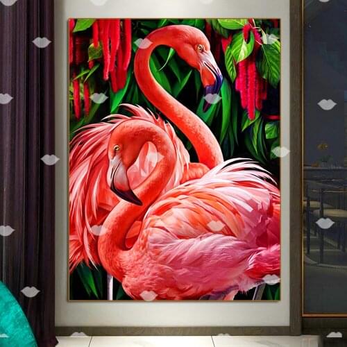 Decorative painting Flamingo artwork diy puzzle 5d diamond painting square drill round diamond Mosaic embroidery Home Wall Decor