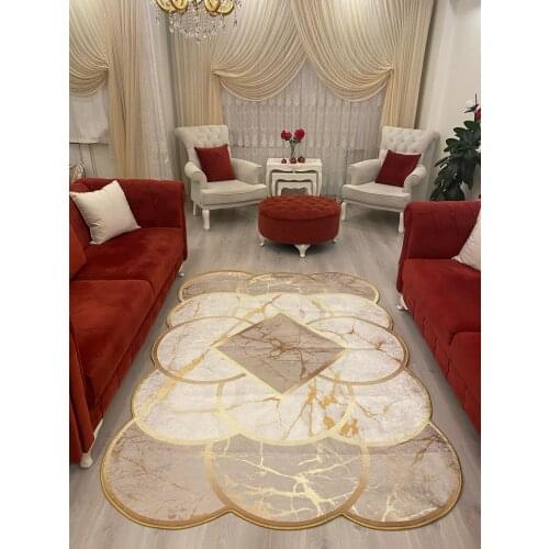 Home Decoration Living Room Rug Premium Series Gold Marble Pattern White Coffee Colors Customized Production Decorative Carpet