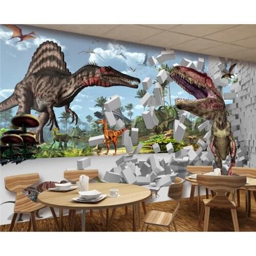 Photo Wallpaper 3D Brick Dinosaur Animal Mural Kids Bedroom Living Room Personality Background Wall Covering Papel De Parede 3D