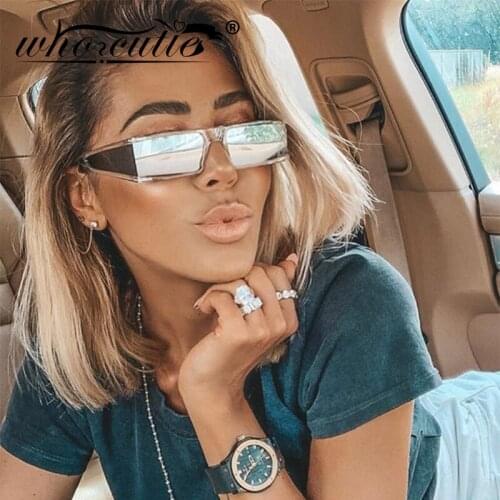 Fashion Rectangle Small Sunglasses Women 2019 Luxury Brand Mirror Silver Black Clear Lens One Piece Punk Men Shades UV400 S135B