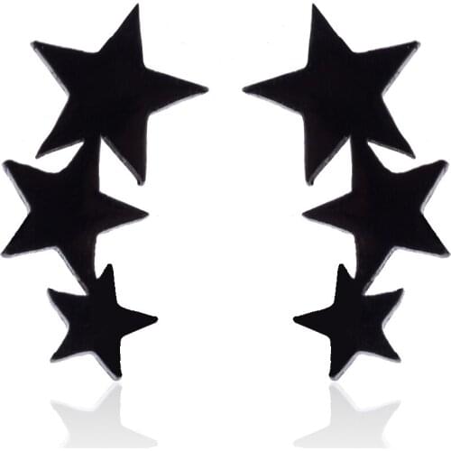 Fashion Stainless Steel Earrings Small Cute Triple Star Stud Earrings Punk Piercing Earing Womens Starry Minimalist Jewelry