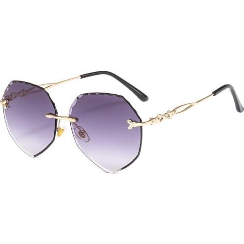 Fashion Ladies Rimless Sunglasses Cherry Shade For Women Luxury Crystal Stylish Elegant Vintage Metal Frame Eyewear UV400