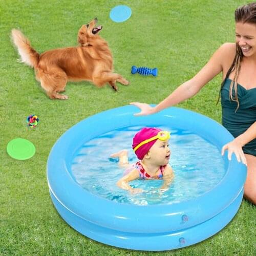 Inflatable Kiddie Pool 2-Ring Round Swimming Pool Water Play Toy for Toddlers Indoor Outdoor Summer Party Supplies 25.6x25.6in