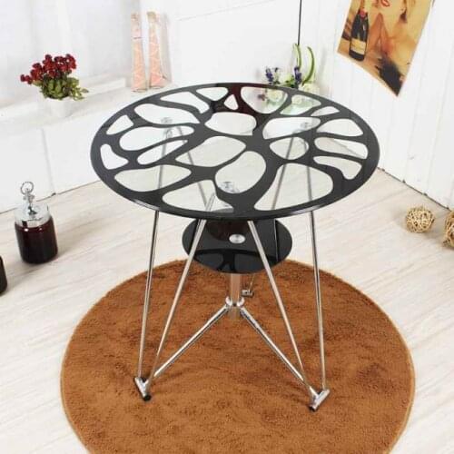 Tempered Glass Small Round Table Fashion Negotiation Table Coffee Table Simple Desk Balcony Leisure Tea Table Table Table Table
