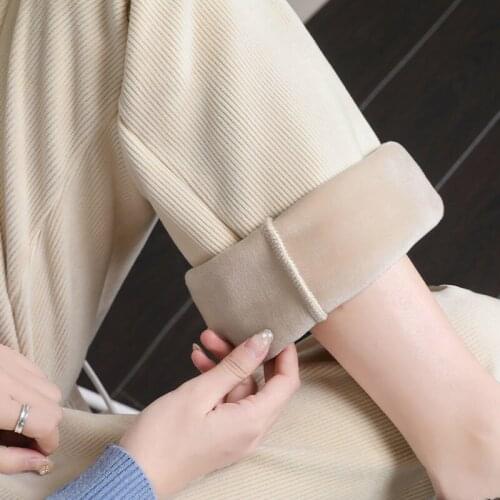 New 2021 Winter Plus velvet Women Pants High Waist Vintage Streetwear Korean Wide Leg Pants Ladies Warm Loose Straight Pants