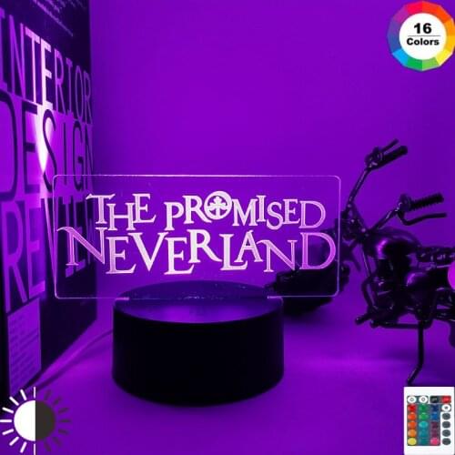 PROMISED NEVERLAND LOGO 3D LED ANIME LAMP Led Night Light Touch Colorful Nightlight for Home Decor 16 Colors Remote Control