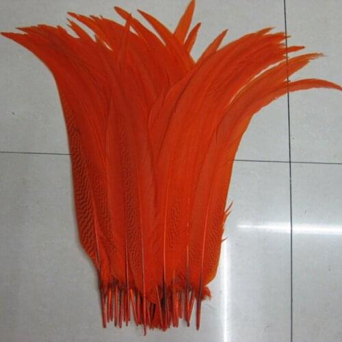 Wholesale Orange Silver Pheasant Feathers for Crafts 50-55cm DIY Wedding Party Decoration Carnival Plumas