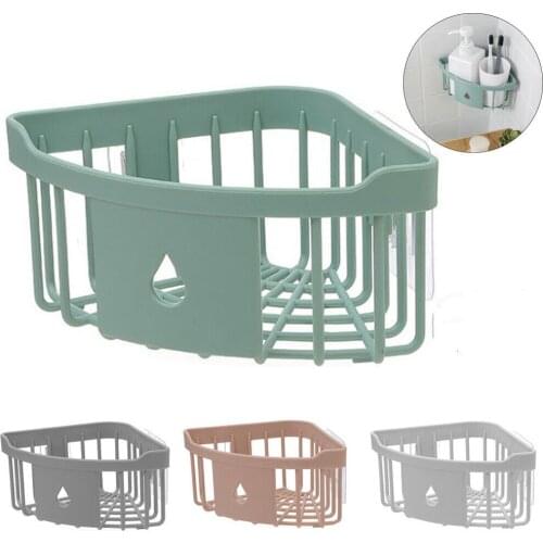 Bathroom Shelf Adhesive Storage Rack Kitchen Corner Shower Shelf Wall Holder Shampoo Holder