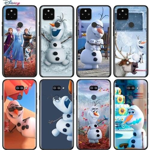 Olaf Snowman Frozen For Google Pixel 5 4 4A XL Shell For LG Q60 V60 V50 V50S V40 V35 V30 5G Black Soft Phone Case
