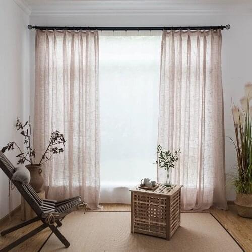 Blue Hemp Sheer Curtains for Bedroom Hotel Quality 1 Piece Half Transparent Living Room Tulle Bamboo Texture Kitchen Window Door