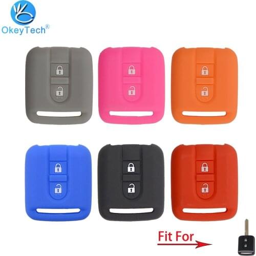 OkeyTech 2 Buttons Remote Silicone Car Key Case Cover Shell For Nissan Qashqai Micra Navara Almera Note Rubber Protector Holder